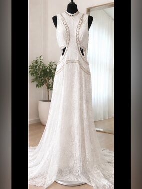 NWT L’atiste Lace Cutout Bridal style maxi dress summer boho fancy sz M festival
